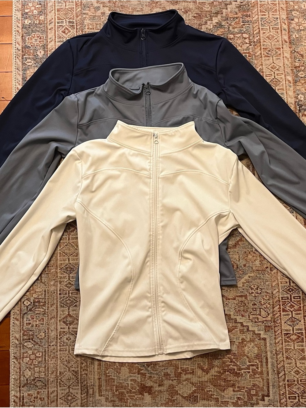 3-Pack Zip Front Active Jackets — Navy, Gray, Cream